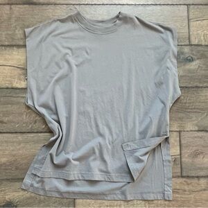 Athleta Taupe Crew Neck Top